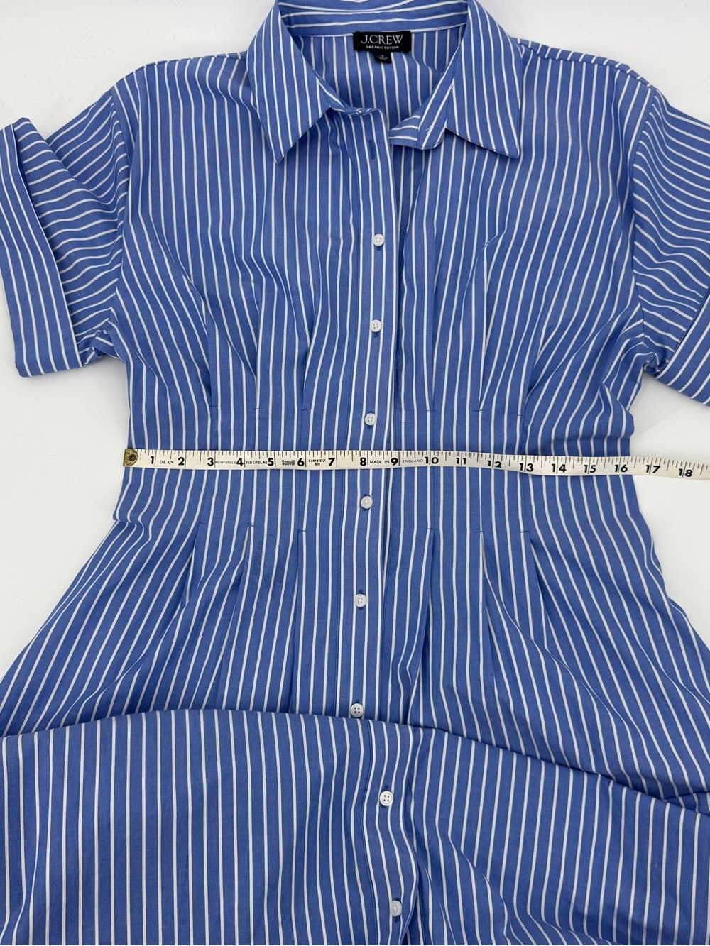 J. Crew Blue Striped Button-Front Women’s Dress fit and flare - Picture 7 of 9